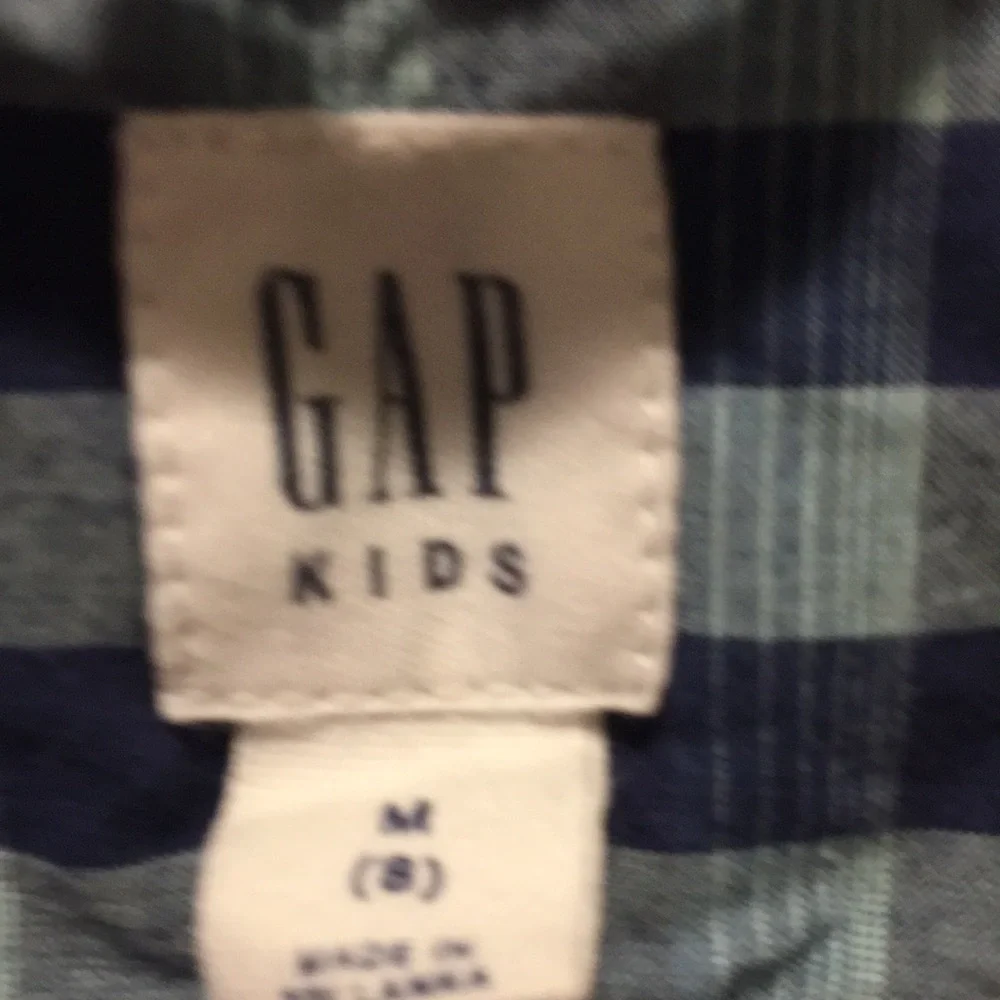 Gap Kids button down gingham checkered Short Sleeves collar shirt size M (8)